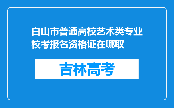 白山市普通高校艺术类专业校考报名资格证在哪取