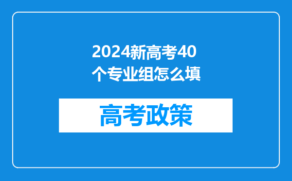 2024新高考40个专业组怎么填