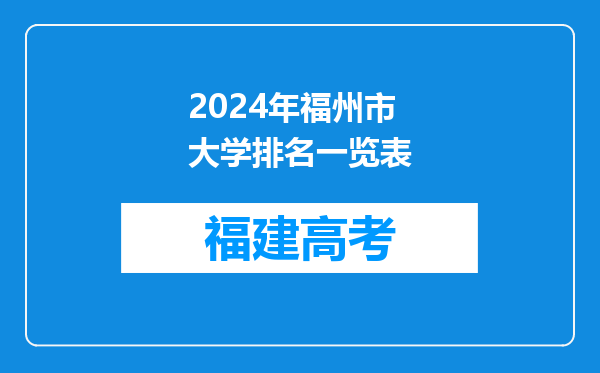 2024年福州市大学排名一览表