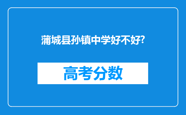 蒲城县孙镇中学好不好?