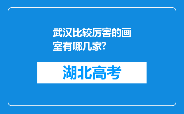 武汉比较厉害的画室有哪几家?