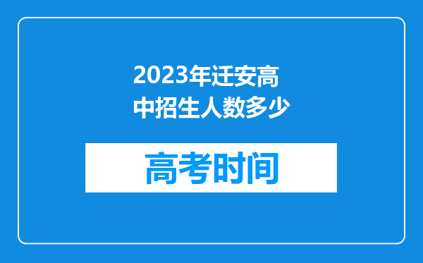 2023年迁安高中招生人数多少