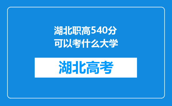 湖北职高540分可以考什么大学