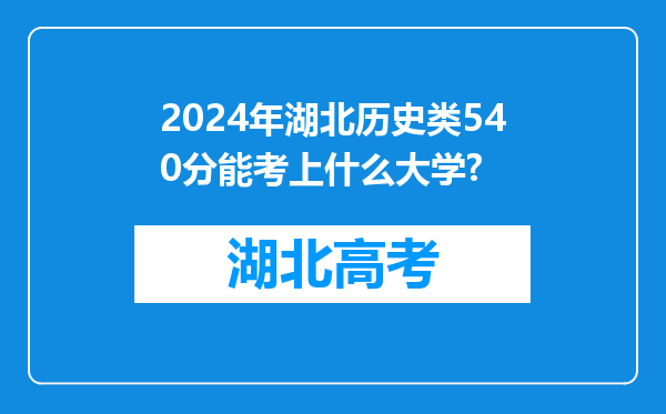 2024年湖北历史类540分能考上什么大学?