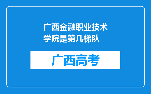 广西金融职业技术学院是第几梯队