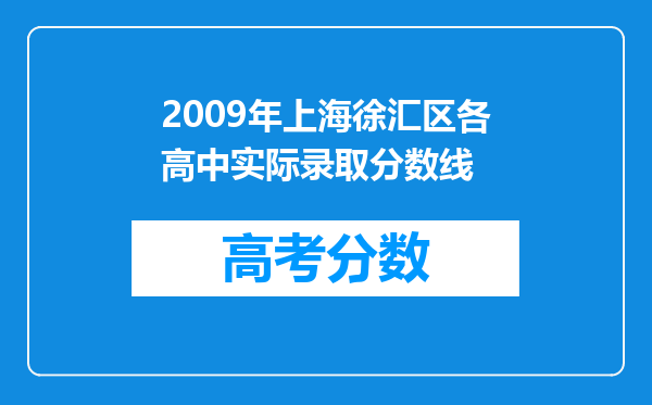 2009年上海徐汇区各高中实际录取分数线