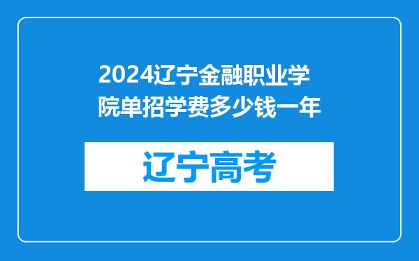 2024辽宁金融职业学院单招学费多少钱一年