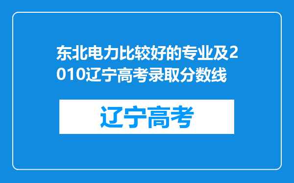 东北电力比较好的专业及2010辽宁高考录取分数线