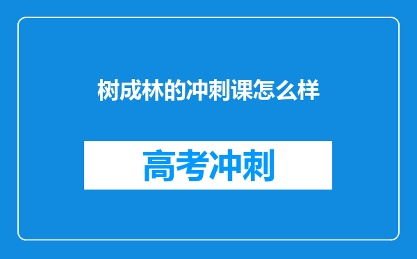 树成林的冲刺课怎么样