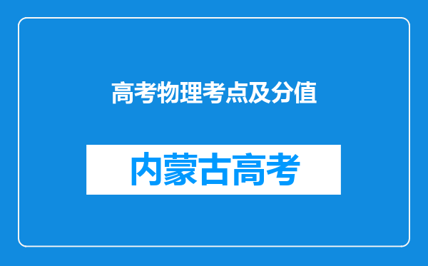 高考物理考点及分值