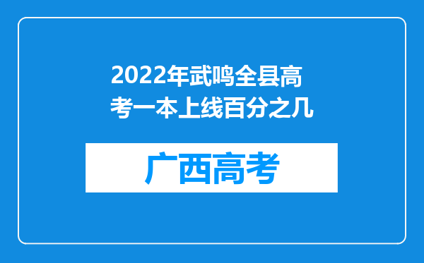 2022年武鸣全县高考一本上线百分之几