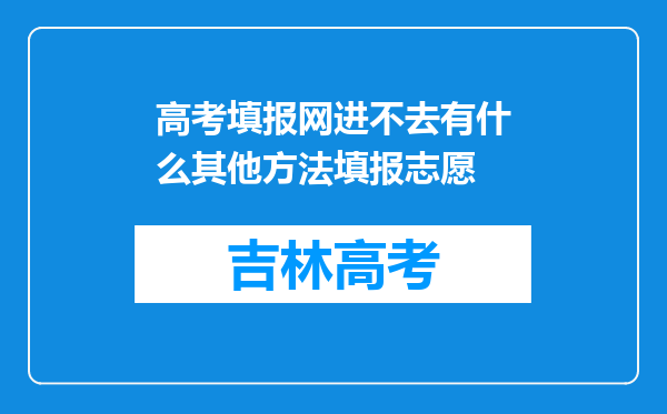 高考填报网进不去有什么其他方法填报志愿