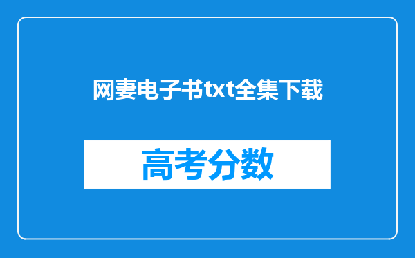 网妻电子书txt全集下载