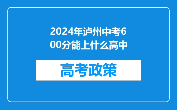 2024年泸州中考600分能上什么高中