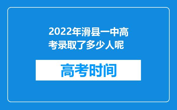 2022年滑县一中高考录取了多少人呢