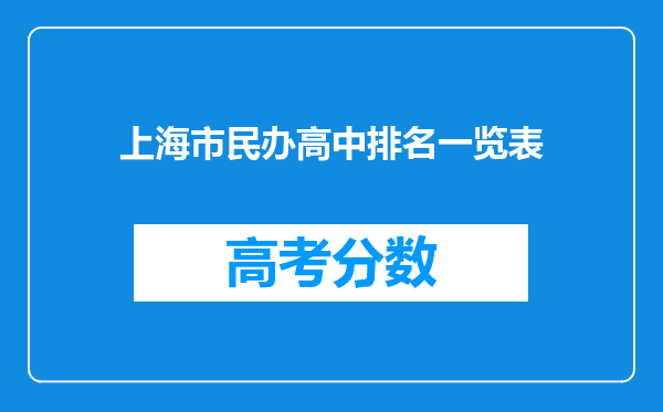 上海市民办高中排名一览表