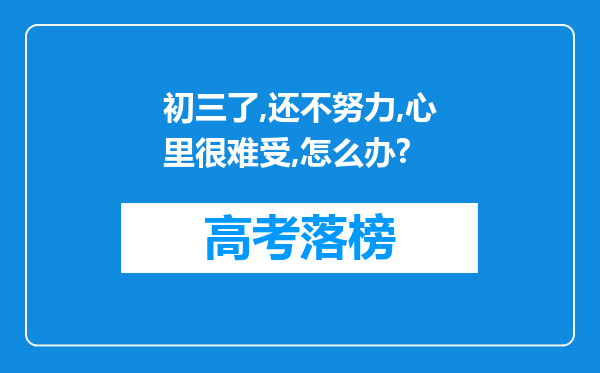 初三了,还不努力,心里很难受,怎么办?