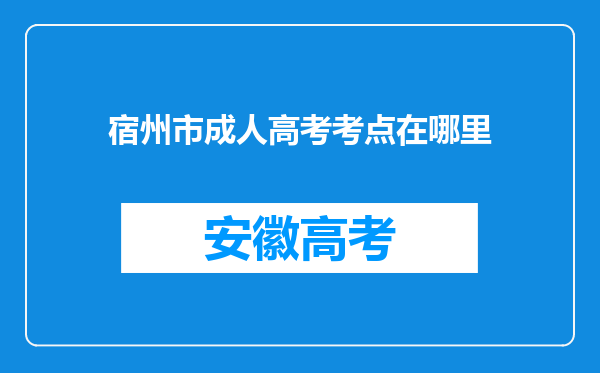 宿州市成人高考考点在哪里