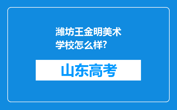 潍坊王金明美术学校怎么样?