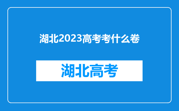 湖北2023高考考什么卷