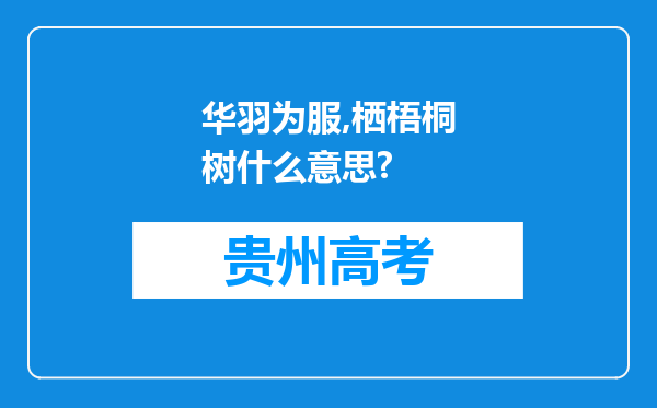 华羽为服,栖梧桐树什么意思?