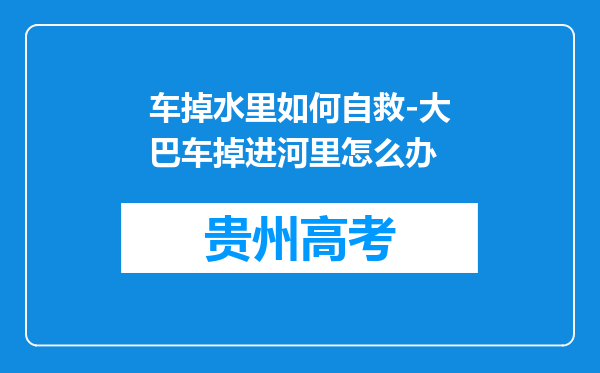 车掉水里如何自救-大巴车掉进河里怎么办