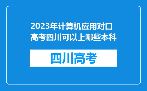 2023年计算机应用对口高考四川可以上哪些本科