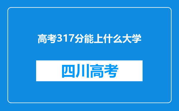 高考317分能上什么大学