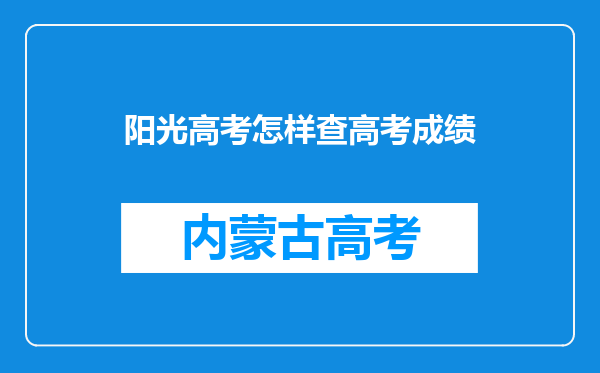 阳光高考怎样查高考成绩