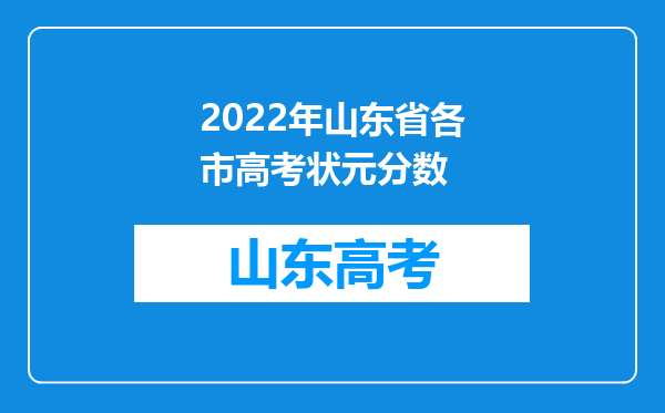 2022年山东省各市高考状元分数