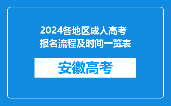 2024各地区成人高考报名流程及时间一览表