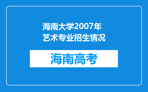 海南大学2007年艺术专业招生情况