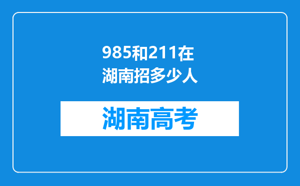 985和211在湖南招多少人