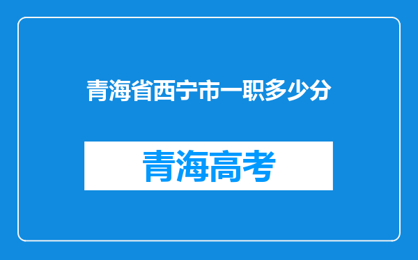 青海省西宁市一职多少分