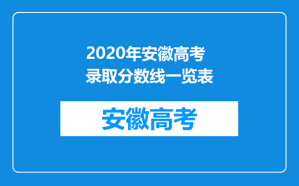 2020年安徽高考录取分数线一览表