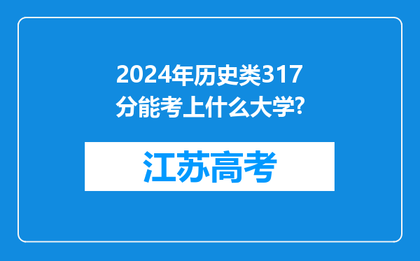 2024年历史类317分能考上什么大学?