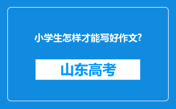 小学生怎样才能写好作文?