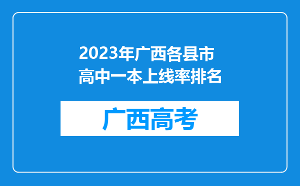 2023年广西各县市高中一本上线率排名