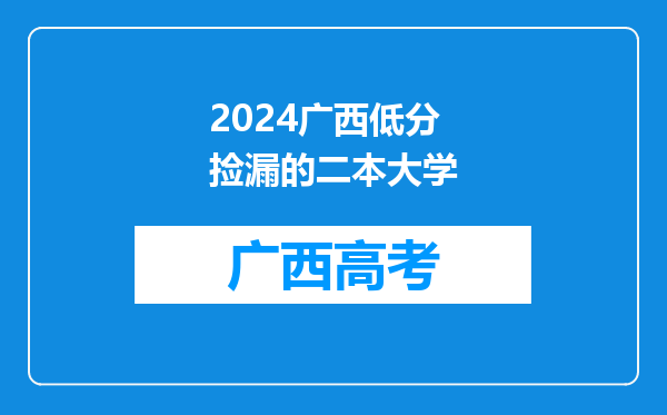 2024广西低分捡漏的二本大学