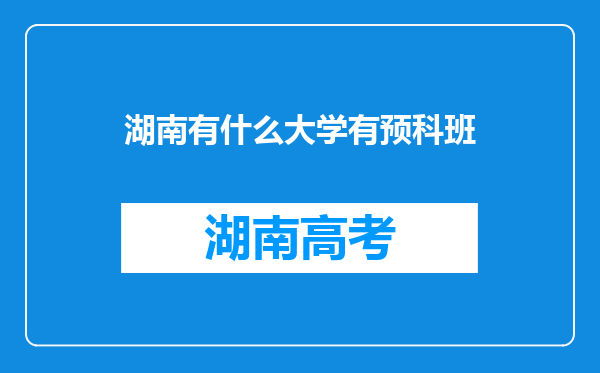 湖南有什么大学有预科班