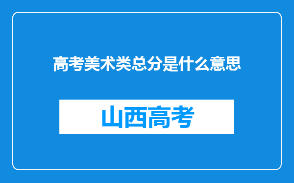 高考美术类总分是什么意思