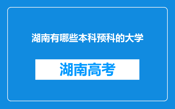 湖南有哪些本科预科的大学