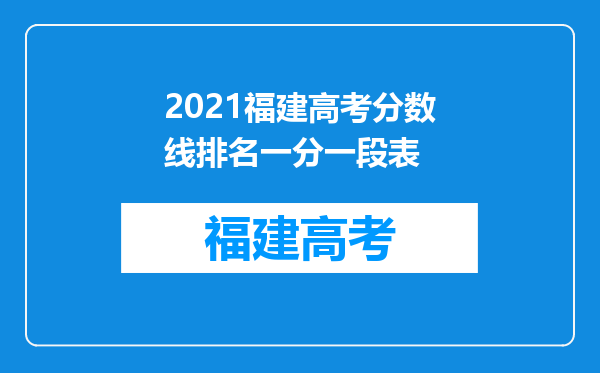 2021福建高考分数线排名一分一段表