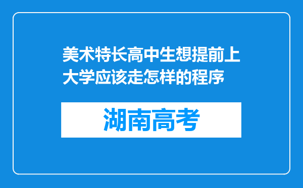 美术特长高中生想提前上大学应该走怎样的程序