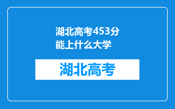 湖北高考453分能上什么大学