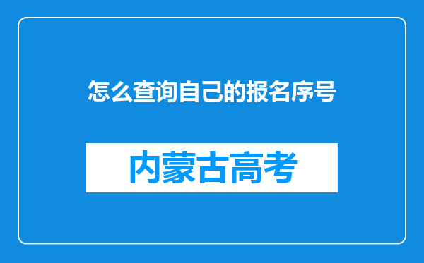 怎么查询自己的报名序号