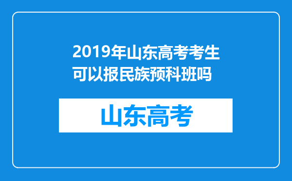 2019年山东高考考生可以报民族预科班吗