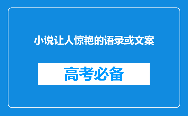 小说让人惊艳的语录或文案