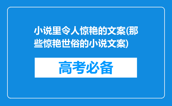 小说里令人惊艳的文案(那些惊艳世俗的小说文案)