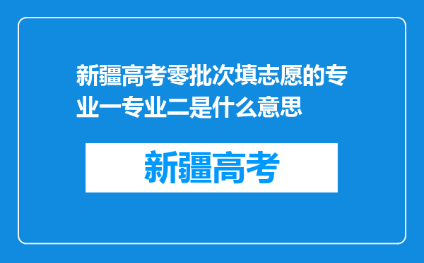 新疆高考零批次填志愿的专业一专业二是什么意思